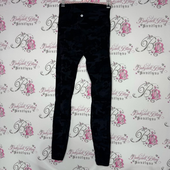 Lululemon leggings camouflage camo dark grey black soft buttery stretchy comfy - Picture 2 of 9
